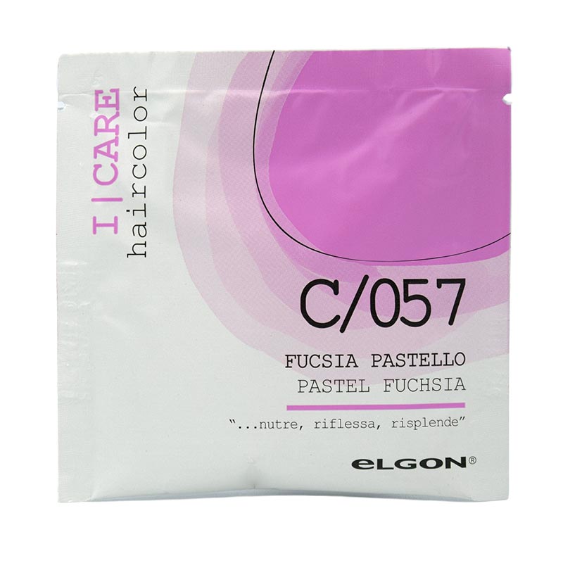 Maschera colorante elgon c057 fucsia pastello, formato da 25ml in bustina monodose.