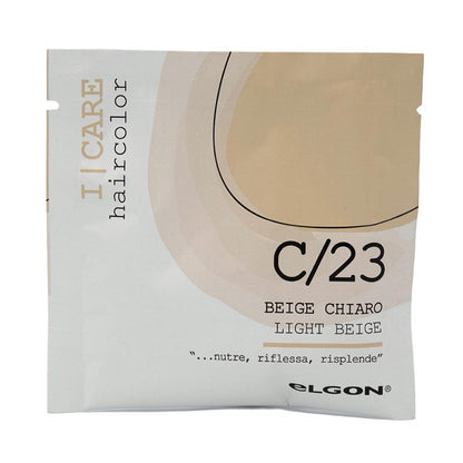 Maschera colorante elgon haircolor colorazione c 23 beige chiaro in bustina monodose quadrata da 25ml