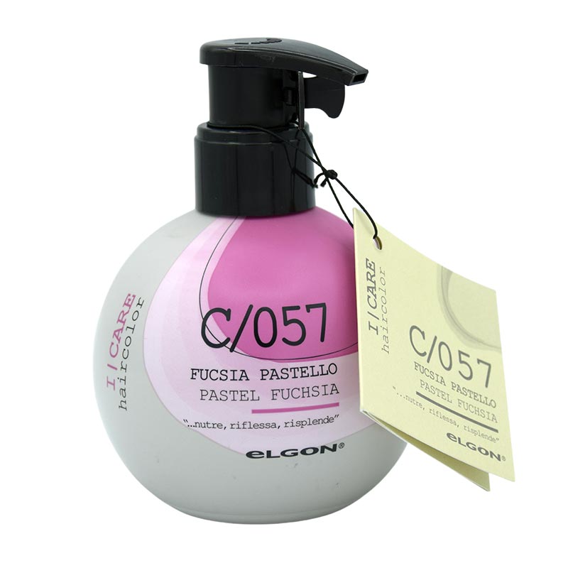 Maschera colorante fucsia pastello da 200 ml della elgon, colora e riflessa i capelli.