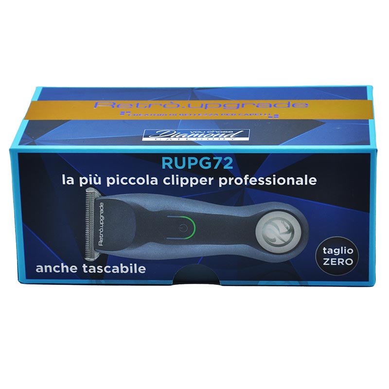 il packaging blue e dorato che mostra le dimensioni ridotte del clipper