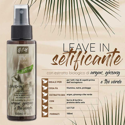 Leave in con estratto biologico di argan, ginseng e thè verde